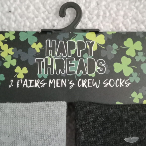 New Happy Threads Crew Sock 2 pair Size 10-13 - Picture 2 of 5